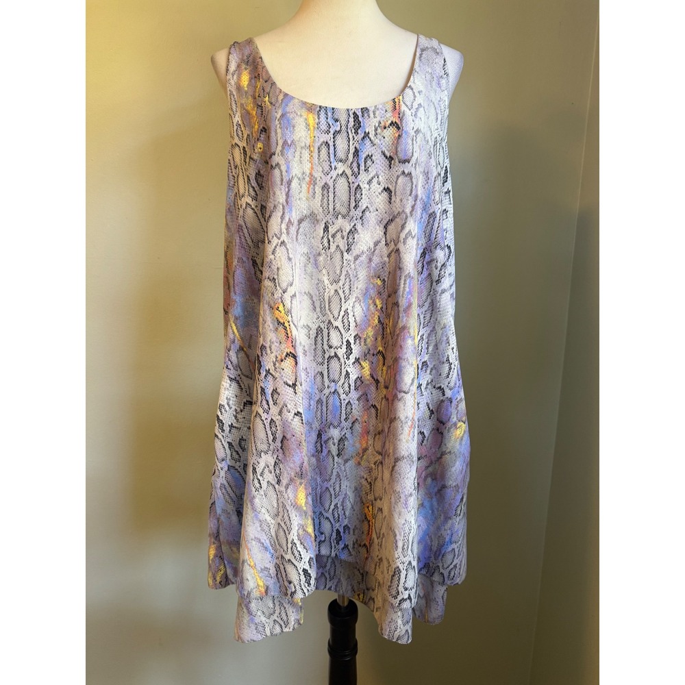 Rachel Rachel Roy XL Snakeskin  Tiered Shift Dress Purple whimsi boho Y2K dainty
